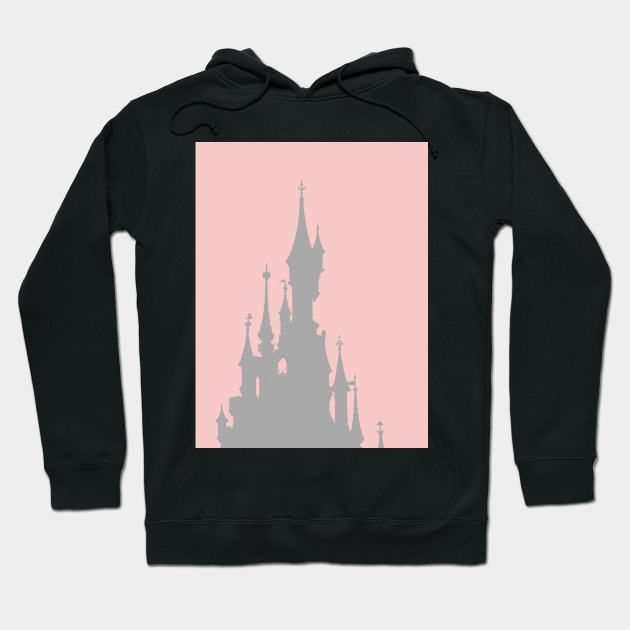 Magic Castle Silhouette Paris Millennial Pink Grey 2 Hoodie by FandomTrading